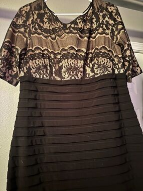 Adrianna Papell NWOT Black Lace Overlay Cocktail Dress 14w